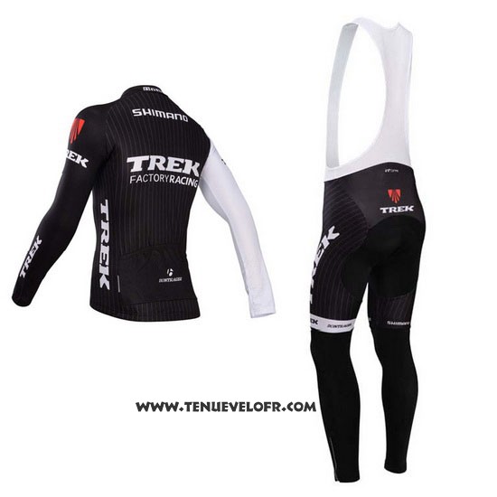 2014 Maillot Ciclismo Trek Factory Racing Noir et Blanc Manches Longues et Cuissard